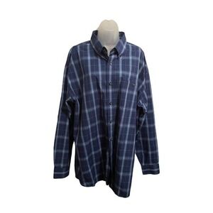 Wrangler Men's George Strait Cowboy Cut Collection Cotton Blue Plaid Shirt XXL